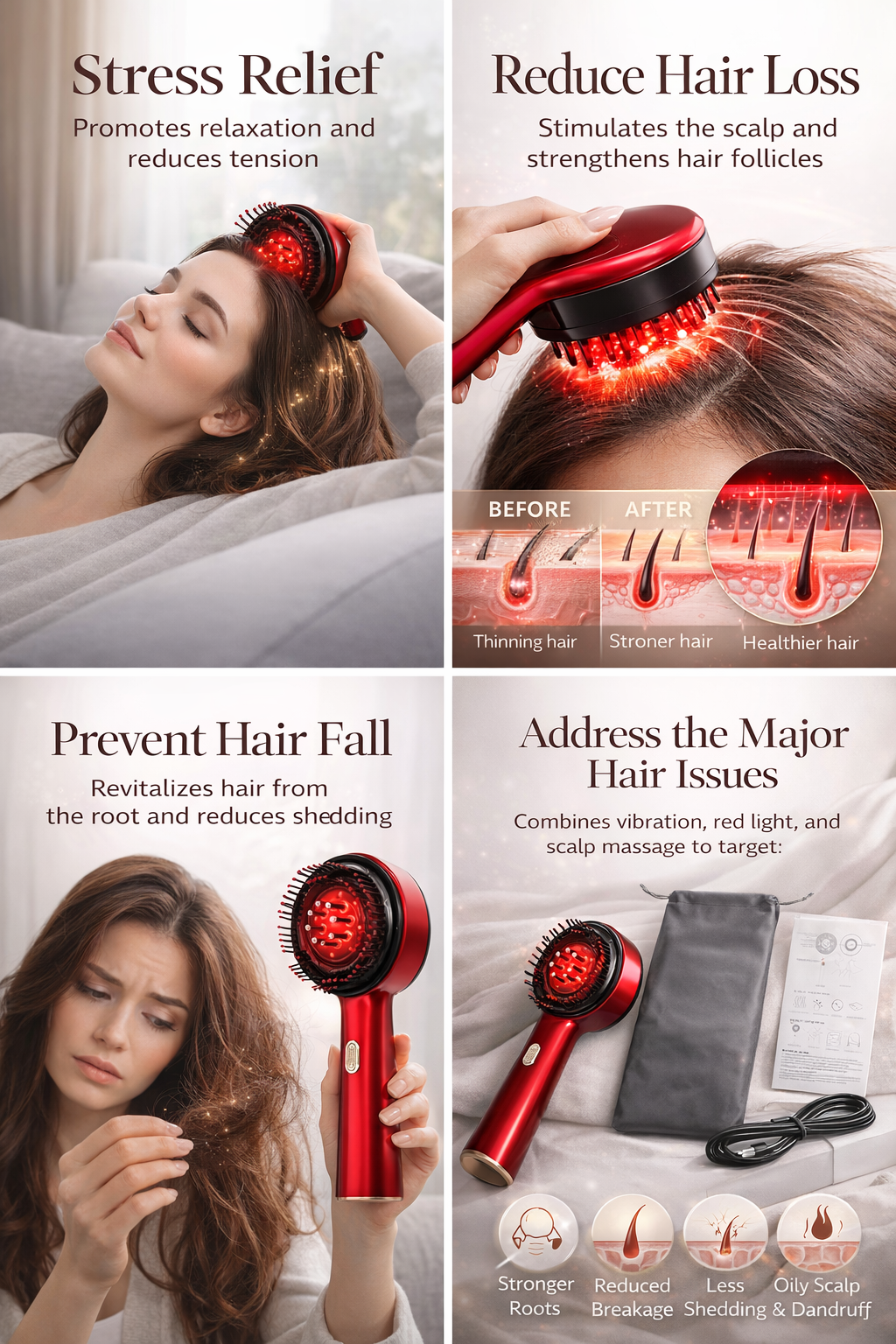 Electric Scalp Massager & Oil Applicator Rechargeable Head Massager for Hair