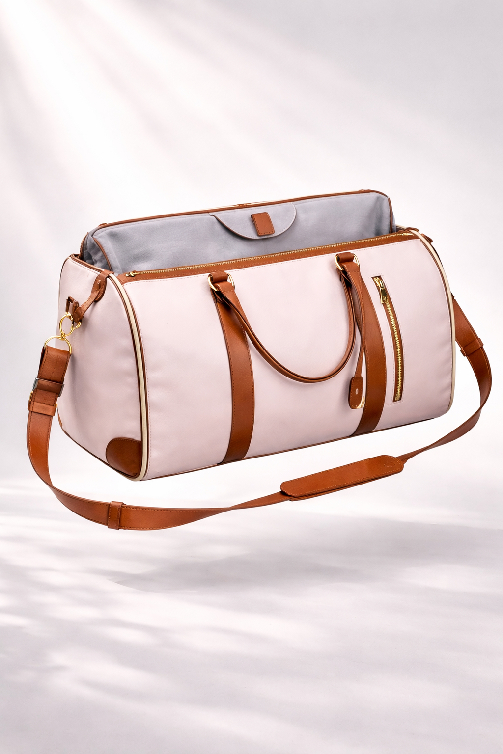 2-in-1 Leather Garment Duffle Travel Bag Convertible Suit Carry Bag for Men