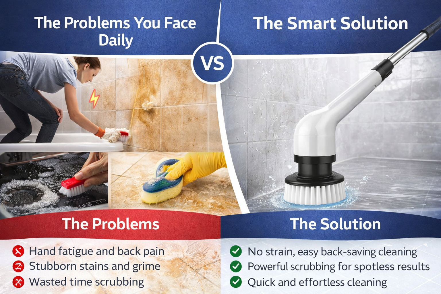 Electric Spin Scrubber Pro Cordless Power Scrubber for Bathroom & Kitchen