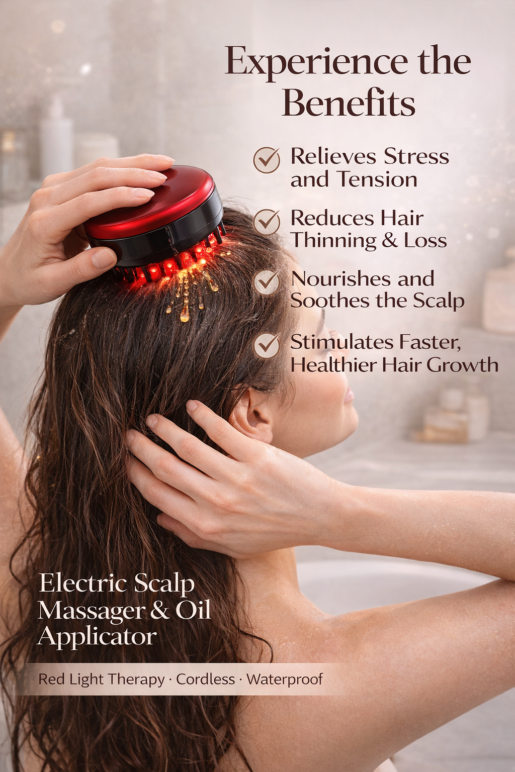 Electric Scalp Massager & Oil Applicator Rechargeable Head Massager for Hair