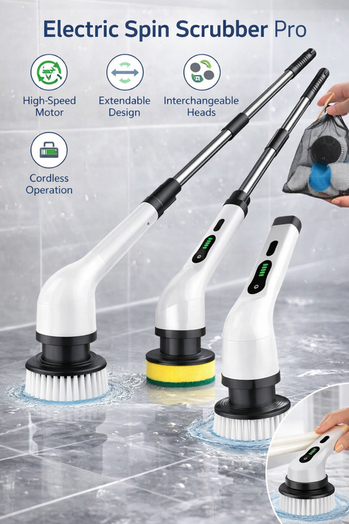 Electric Spin Scrubber Pro Cordless Power Scrubber for Bathroom & Kitchen